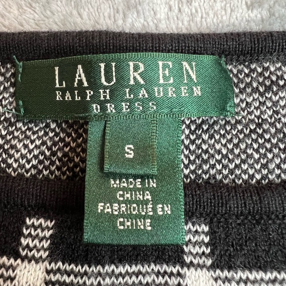 🎯NWOT Lauren Ralph Lauren Checkered Sweater Dress Black Size Small - Picture 8 of 10
